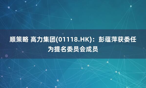 顺策略 高力集团(01118.HK)：彭蕴萍获委任为提名委员会成员